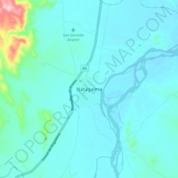 Mapa topográfico Natagaima, altitud, relieve