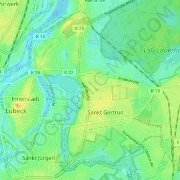 Mapa topográfico Sankt Gertrud, altitud, relieve