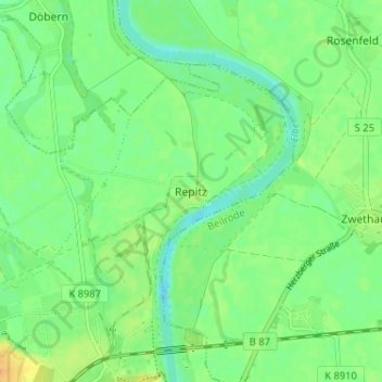 Mapa topográfico Repitz, altitud, relieve