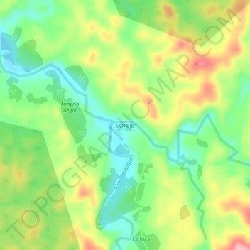 Mapa topográfico COTEJE, altitud, relieve