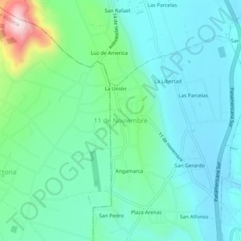Mapa topográfico 11 de Noviembre, altitud, relieve