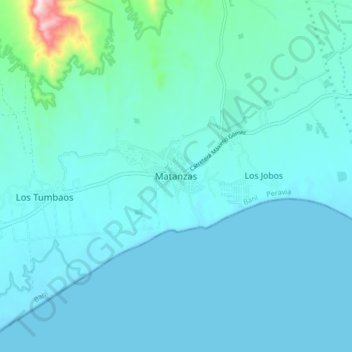 Mapa topográfico Matanzas, altitud, relieve