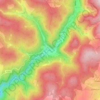 Mapa topográfico Au, altitud, relieve