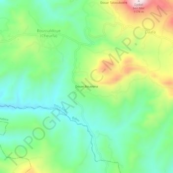 Mapa topográfico Douar Bousnina, altitud, relieve