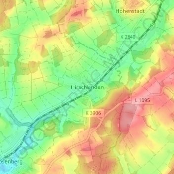 Mapa topográfico Hirschlanden, altitud, relieve
