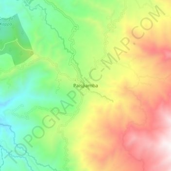 Mapa topográfico Paispamba, altitud, relieve