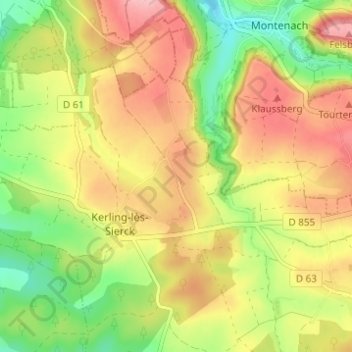 Mapa topográfico Freching, altitud, relieve