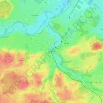 Mapa topográfico Mühlbichel, altitud, relieve