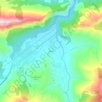 Mapa topográfico Ucieda, altitud, relieve