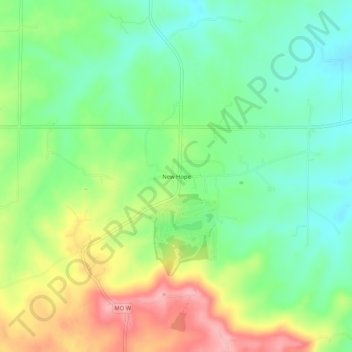 Mapa topográfico New Hope, altitud, relieve
