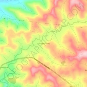 Mapa topográfico Linha São Paulo, altitud, relieve