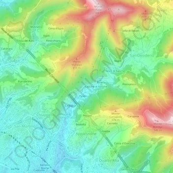 Mapa topográfico Maccagno, altitud, relieve