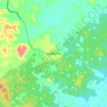 Mapa topográfico Dzibalchén, altitud, relieve