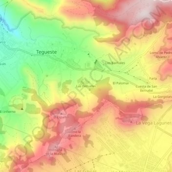 Mapa topográfico Las Peñuelas, altitud, relieve
