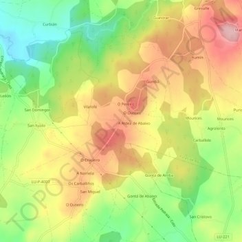 Mapa topográfico Albá, altitud, relieve