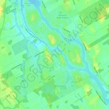 Mapa topográfico Manotick, altitud, relieve