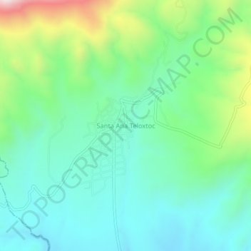 Mapa topográfico Santa Ana Teloxtoc, altitud, relieve
