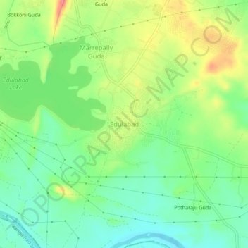 Mapa topográfico Edulabad, altitud, relieve