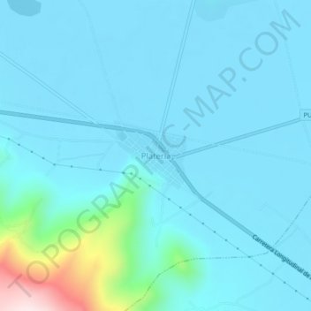 Mapa topográfico Plateria, altitud, relieve