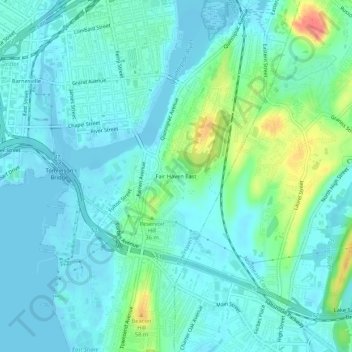 Mapa topográfico Fair Haven East, altitud, relieve