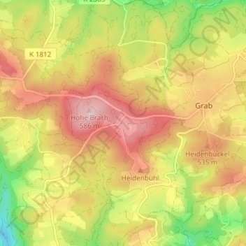 Mapa topográfico Hohenbrach, altitud, relieve