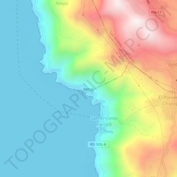 Mapa topográfico Patzaj, altitud, relieve