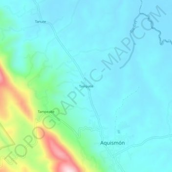 Mapa topográfico Tampate, altitud, relieve