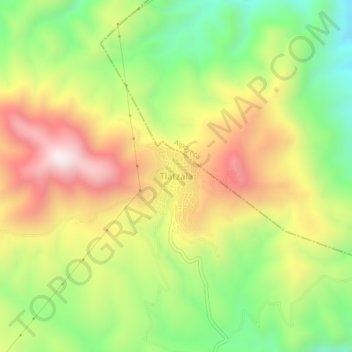 Mapa topográfico Tlatzala, altitud, relieve