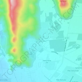 Mapa topográfico Santa Elena, altitud, relieve
