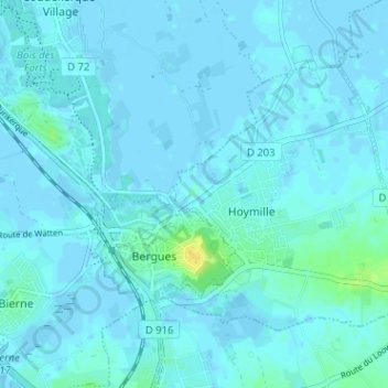 Mapa topográfico Fort Lapin, altitud, relieve
