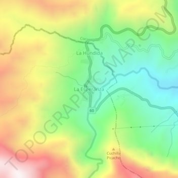 Mapa topográfico La Esperanza, altitud, relieve