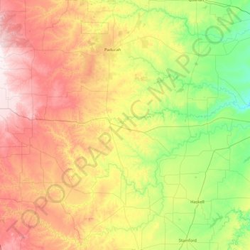 Mapa topográfico King, altitud, relieve