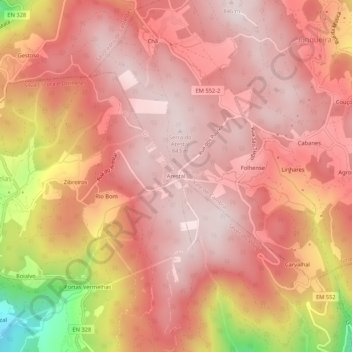Mapa topográfico Arestal, altitud, relieve