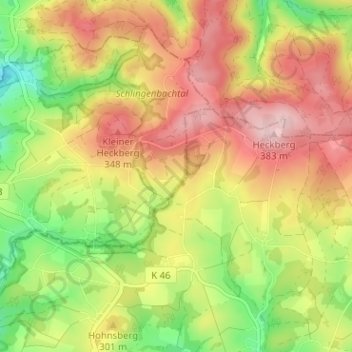 Mapa topográfico Siebelsnaaf, altitud, relieve