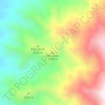 Mapa topográfico Mosquito, altitud, relieve
