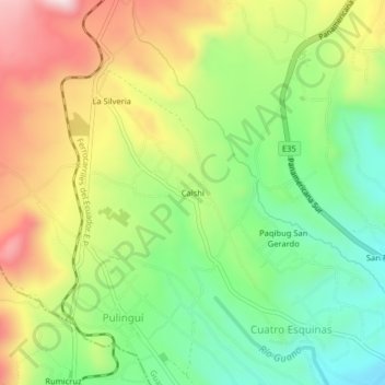 Mapa topográfico Calshi, altitud, relieve