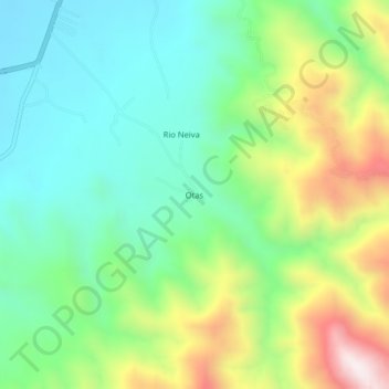 Mapa topográfico Otas, altitud, relieve