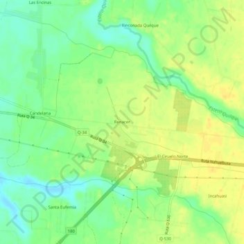 Mapa topográfico Renacer, altitud, relieve