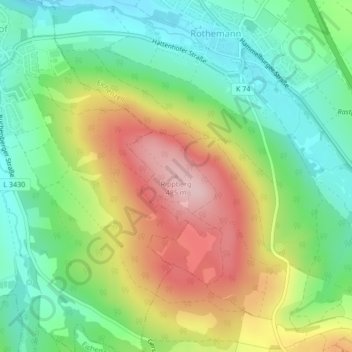 Mapa topográfico Rippberg, altitud, relieve