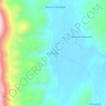 Mapa topográfico Caracota, altitud, relieve
