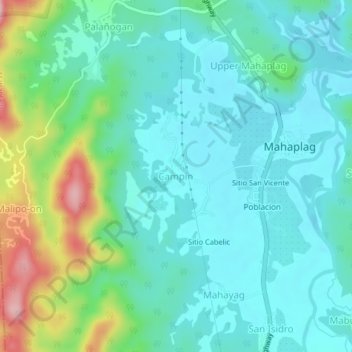 Mapa topográfico Campin, altitud, relieve