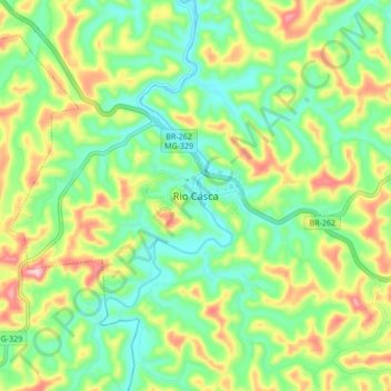 Mapa topográfico Rio Casca, altitud, relieve