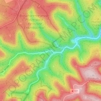 Mapa topográfico Speyerbrunn, altitud, relieve