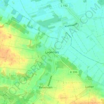 Mapa topográfico Laderholz, altitud, relieve