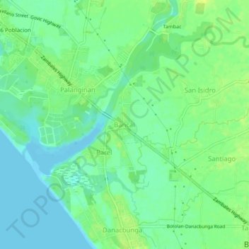 Mapa topográfico Bancal, altitud, relieve