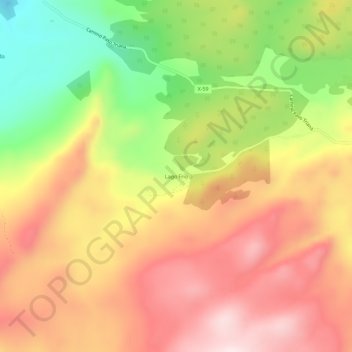 Mapa topográfico Lago Frío, altitud, relieve