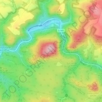 Mapa topográfico Hausberg, altitud, relieve