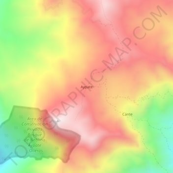 Mapa topográfico Aypate, altitud, relieve