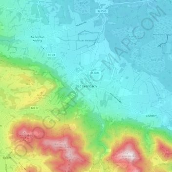 Mapa topográfico Bad Feilnbach, altitud, relieve