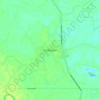 Mapa topográfico Cunduacán, altitud, relieve